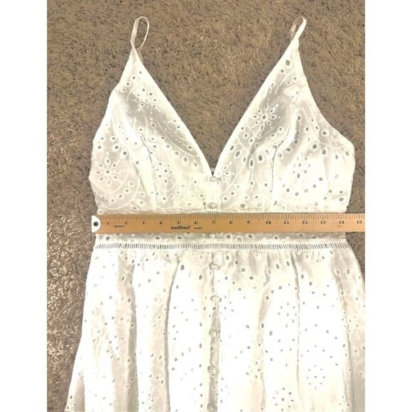 Simplee Cotton Sleeveless Resort Eyelet Lace V-Neck, Adj. Straps Midi Dress  XL - Picture 7 of 8